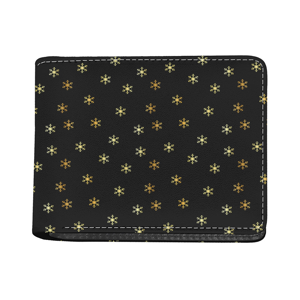 Black And Gold Snowflake Pattern Print Bifold Wallet