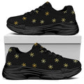 Black And Gold Snowflake Pattern Print Black Chunky Shoes