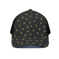 Black And Gold Snowflake Pattern Print Black Mesh Trucker Hat
