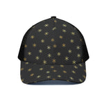 Black And Gold Snowflake Pattern Print Black Mesh Trucker Cap