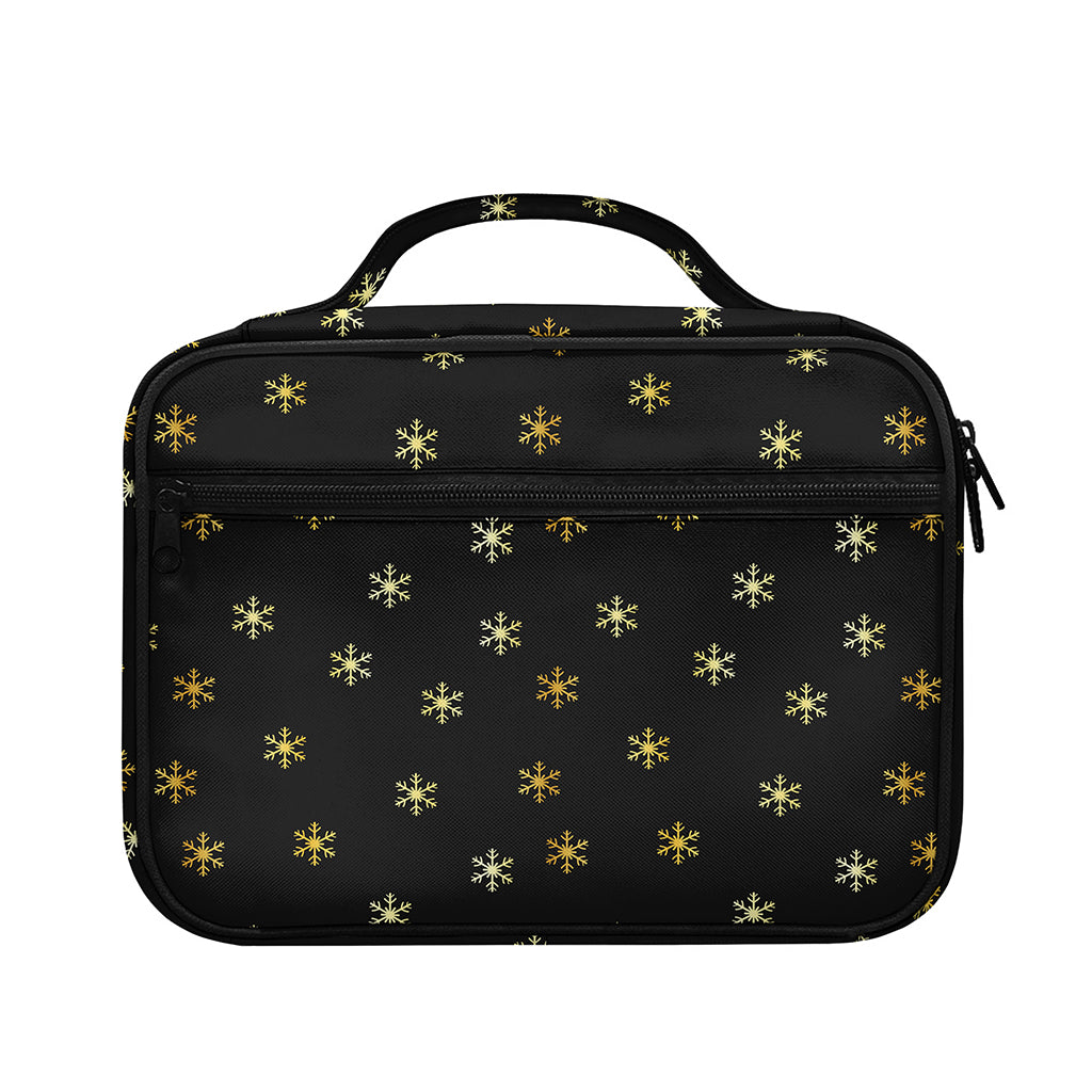 Black And Gold Snowflake Pattern Print Briefcase Bible Bag