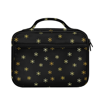 Black And Gold Snowflake Pattern Print Briefcase Bible Bag