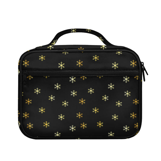 Black And Gold Snowflake Pattern Print Briefcase Bible Bag