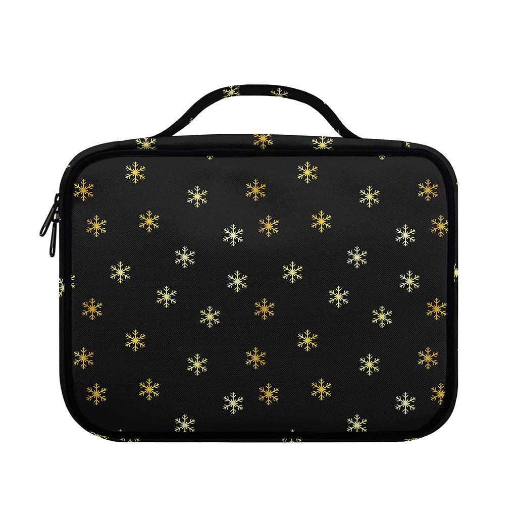 Black And Gold Snowflake Pattern Print Briefcase Bible Bag