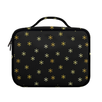 Black And Gold Snowflake Pattern Print Briefcase Bible Bag