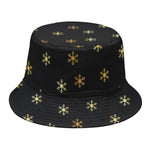 Black And Gold Snowflake Pattern Print Bucket Hat