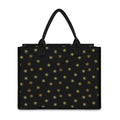 Black And Gold Snowflake Pattern Print Canvas Tote Bag