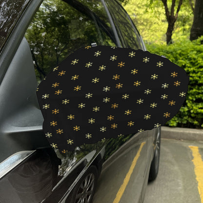 Black And Gold Snowflake Pattern Print Car Side Mirror Covers