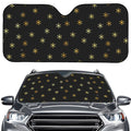 Black And Gold Snowflake Pattern Print Car Windshield Sun Shade