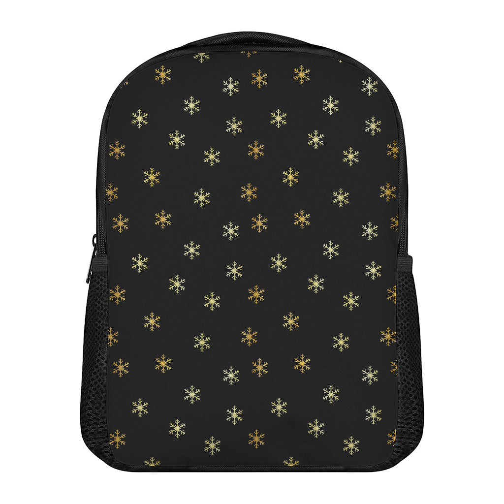 Black And Gold Snowflake Pattern Print Casual Backpack
