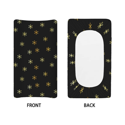 Black And Gold Snowflake Pattern Print Changing Pad Cover
