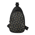 Black And Gold Snowflake Pattern Print Sling Bag
