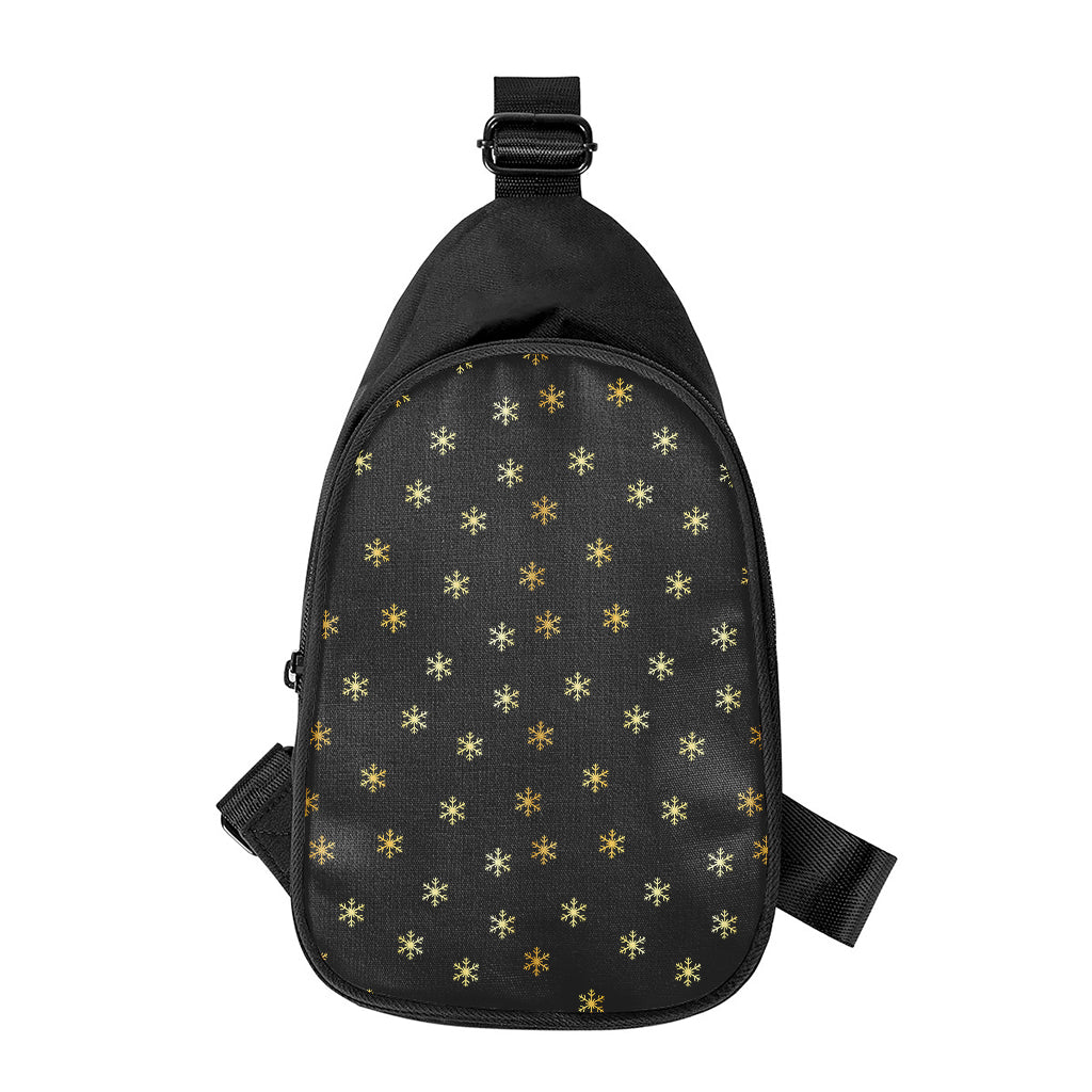 Black And Gold Snowflake Pattern Print Chest Bag