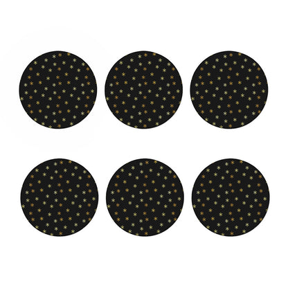 Black And Gold Snowflake Pattern Print Coaster Set