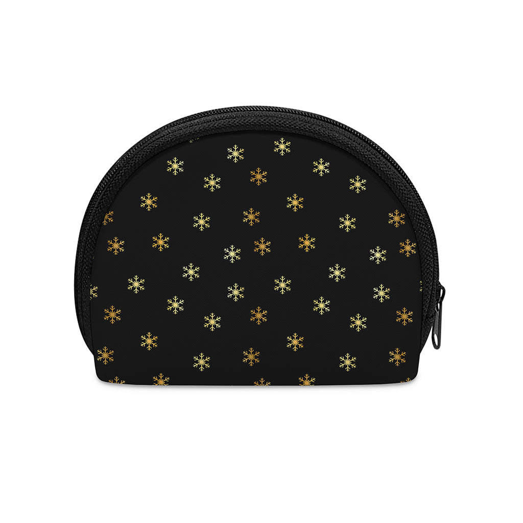 Black And Gold Snowflake Pattern Print Coin Purse