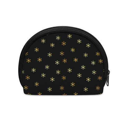 Black And Gold Snowflake Pattern Print Coin Purse