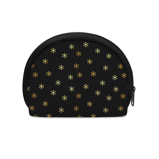 Black And Gold Snowflake Pattern Print Coin Purse