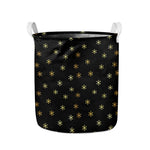 Black And Gold Snowflake Pattern Print Collapsible Laundry Basket