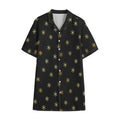 Black And Gold Snowflake Pattern Print Cotton Hawaiian Shirt