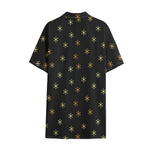 Black And Gold Snowflake Pattern Print Cotton Hawaiian Shirt