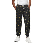 Black And Gold Snowflake Pattern Print Cotton Pants