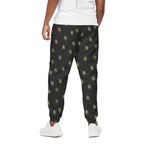 Black And Gold Snowflake Pattern Print Cotton Pants