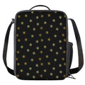 Black And Gold Snowflake Pattern Print Crossbody Lunch Bag