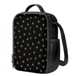 Black And Gold Snowflake Pattern Print Crossbody Lunch Bag