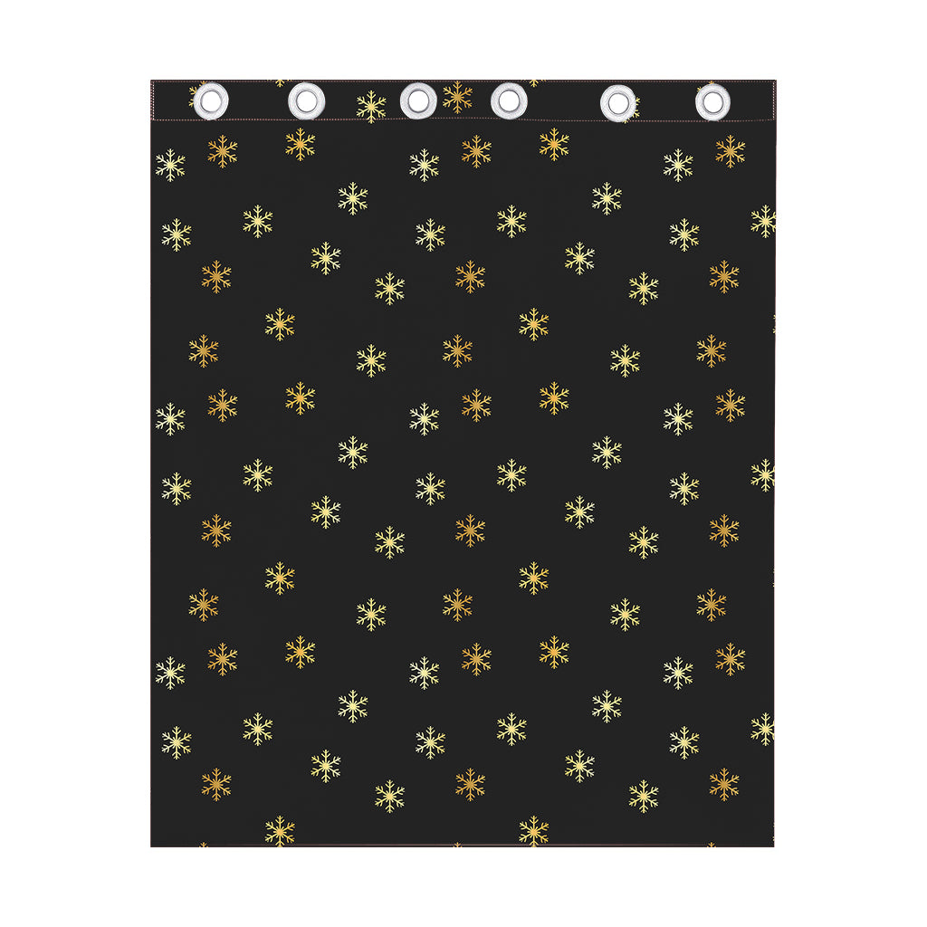 Black And Gold Snowflake Pattern Print Curtain