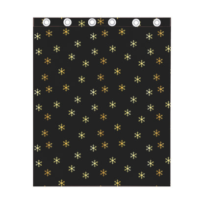Black And Gold Snowflake Pattern Print Curtain