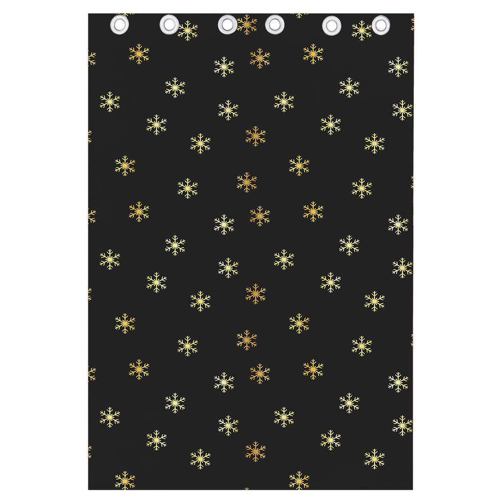 Black And Gold Snowflake Pattern Print Curtain