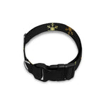 Black And Gold Snowflake Pattern Print Dog Collar