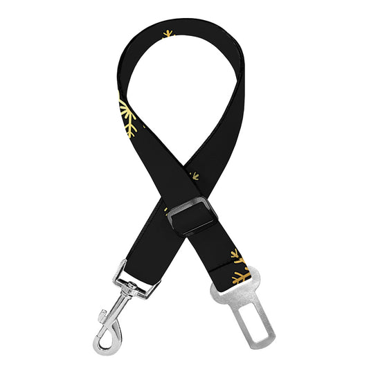 Black And Gold Snowflake Pattern Print Dog Seat Belt