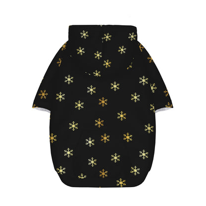 Black And Gold Snowflake Pattern Print Dog Zip Up Hoodie
