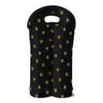Black And Gold Snowflake Pattern Print Double Neoprene Wine Tote