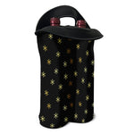 Black And Gold Snowflake Pattern Print Double Neoprene Wine Tote