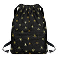 Black And Gold Snowflake Pattern Print Drawstring Backpack