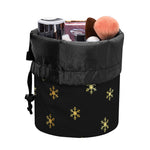 Black And Gold Snowflake Pattern Print Drawstring Makeup Bag