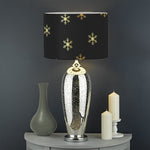 Black And Gold Snowflake Pattern Print Drum Lamp Shade