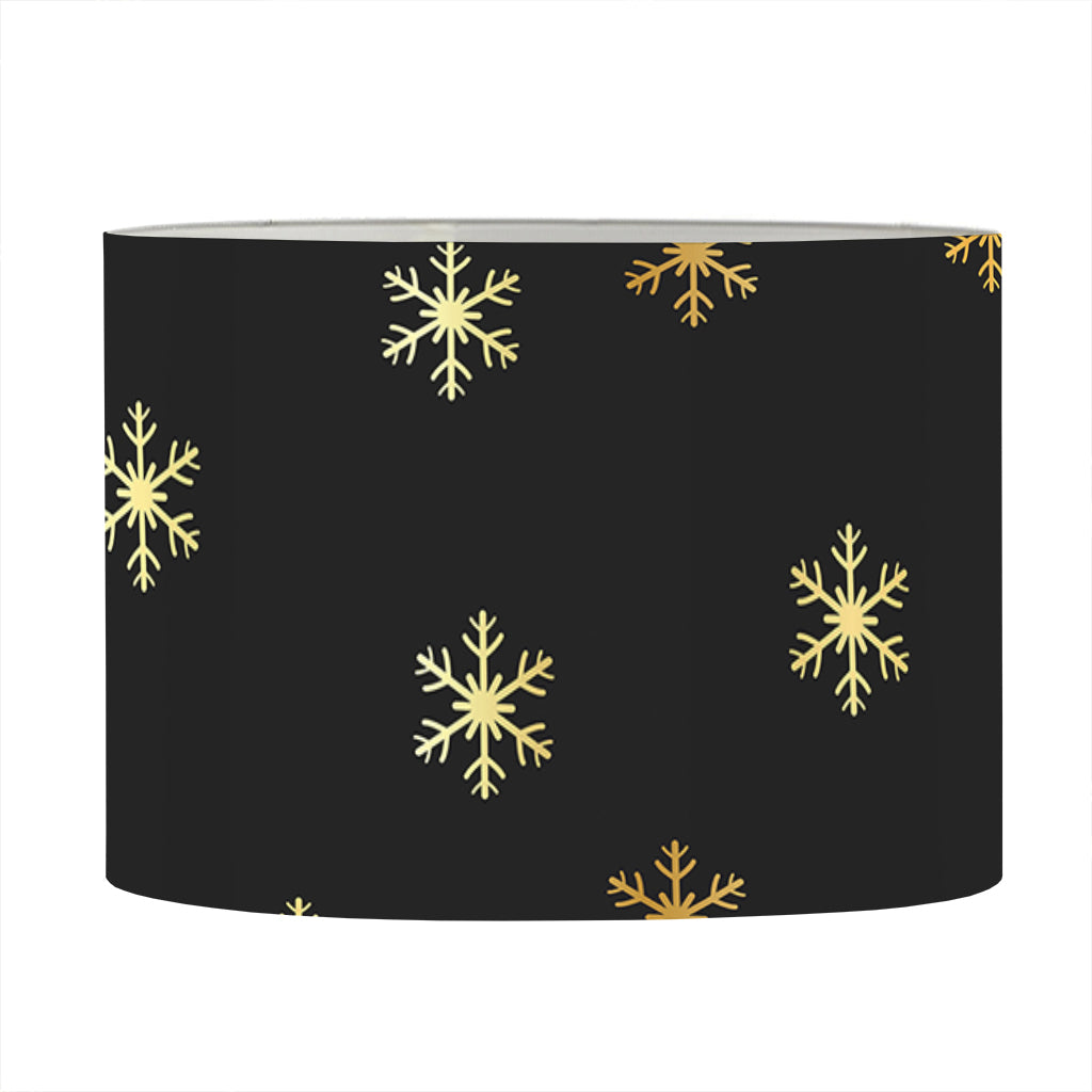 Black And Gold Snowflake Pattern Print Drum Lamp Shade