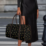 Black And Gold Snowflake Pattern Print Duffle Bag