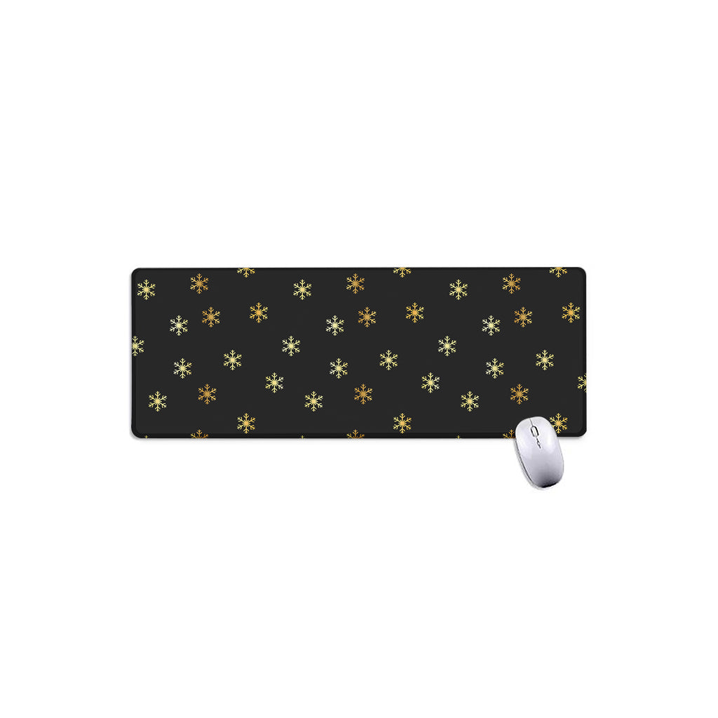 Black And Gold Snowflake Pattern Print Extended Mouse Pad