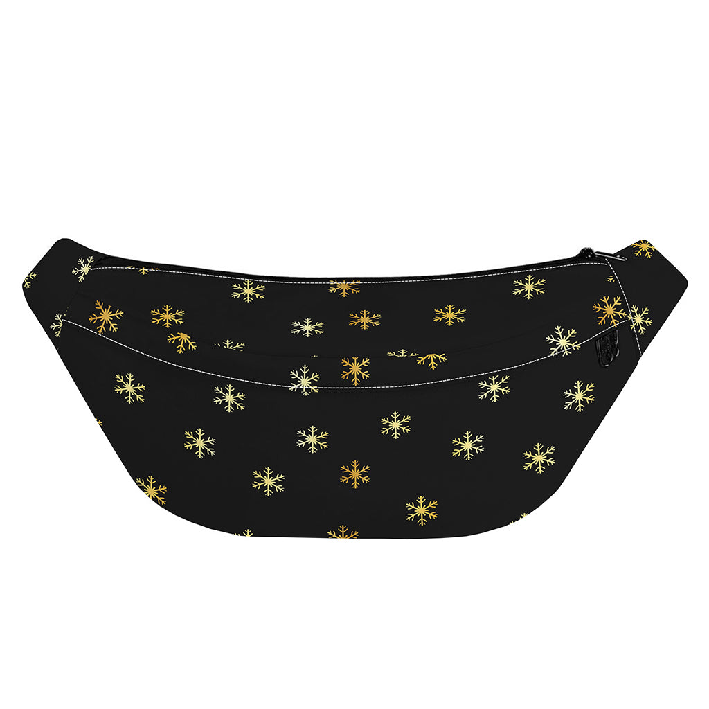 Black And Gold Snowflake Pattern Print Fanny Pack
