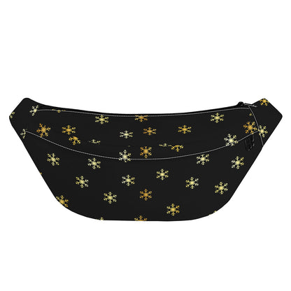Black And Gold Snowflake Pattern Print Fanny Pack