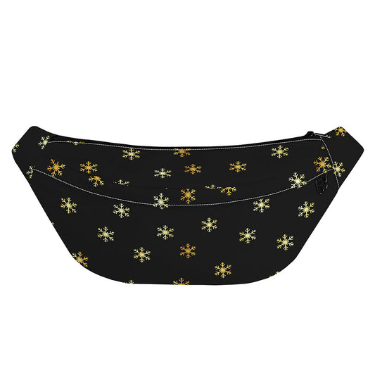 Black And Gold Snowflake Pattern Print Fanny Pack