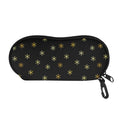 Black And Gold Snowflake Pattern Print Glasses Case