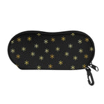 Black And Gold Snowflake Pattern Print Glasses Case