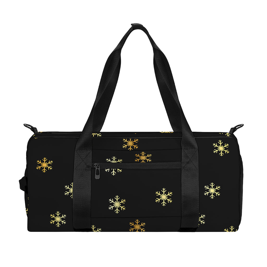 Black And Gold Snowflake Pattern Print Gym Bag