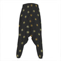 Black And Gold Snowflake Pattern Print Hammer Pants