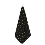 Black And Gold Snowflake Pattern Print Hand Towel